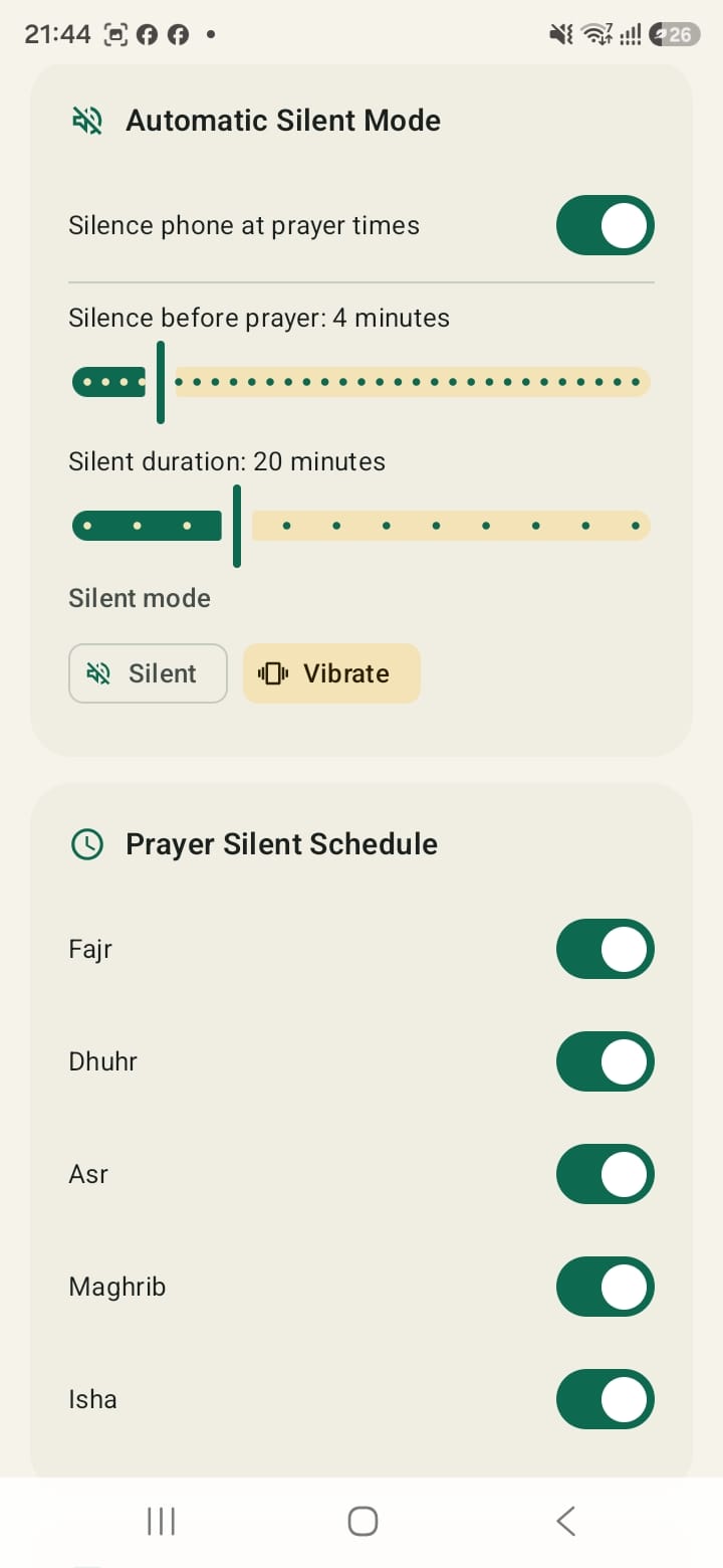 Silent Salah Prayer Times Screen