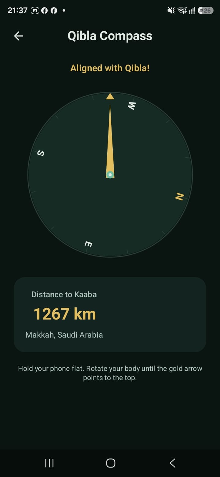 Qibla Compass Dark Theme